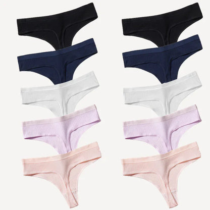 Seamless Cotton Thong Panties - Buy 5, Get 10