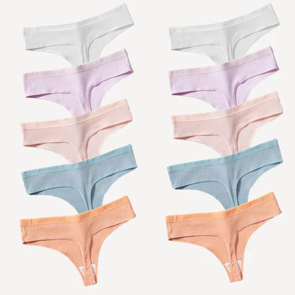 Seamless Cotton Thong Panties - Buy 5, Get 10