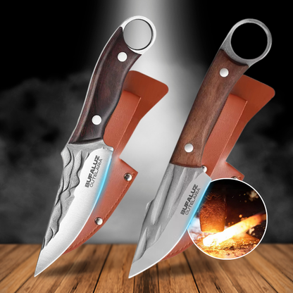 Combo of 2 Fire Handmade Knives - Forged [Buy 1, Get] + Sheaths