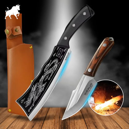 Combo Knife and Duel Cleaver - Hand Forged [Buy 1, Get 2]