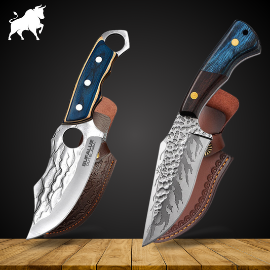 Combo of 2 Chef Knives - Hand Forged + 2 Leather Sheaths