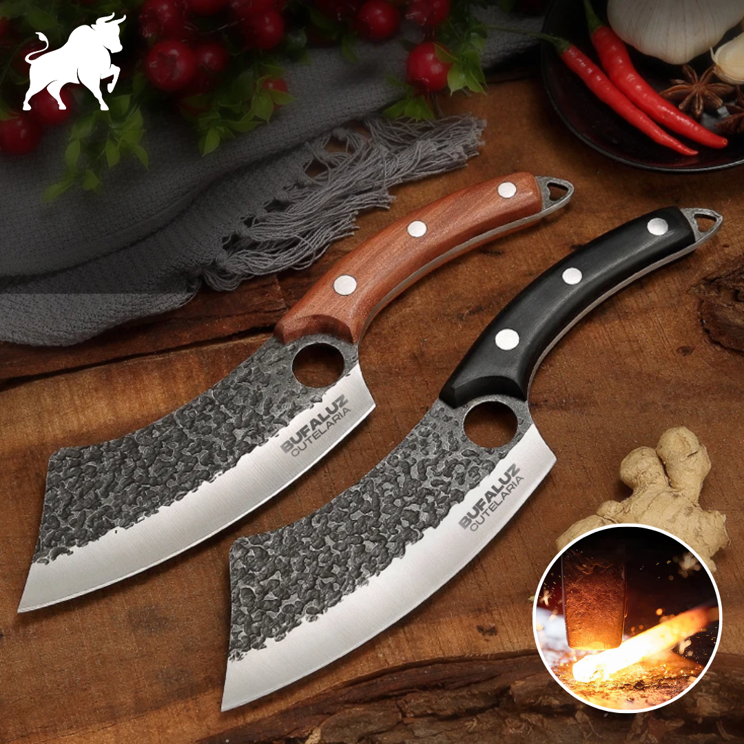 Combo Knife and Cutter Cleaver - Hand Forged + Sheaths