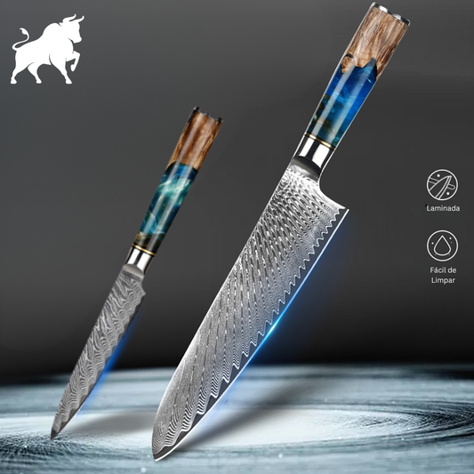 Combo of 2 Damascus Steel Laminated Knives