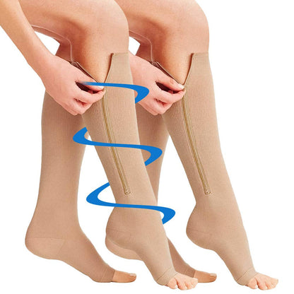 Compression Socks with Zipper for Varicose Veins and Swelling Relief