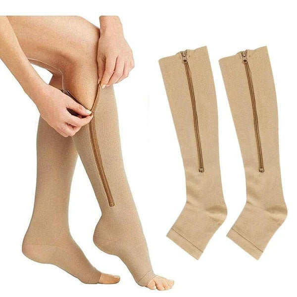 Compression Socks with Zipper for Varicose Veins and Swelling Relief