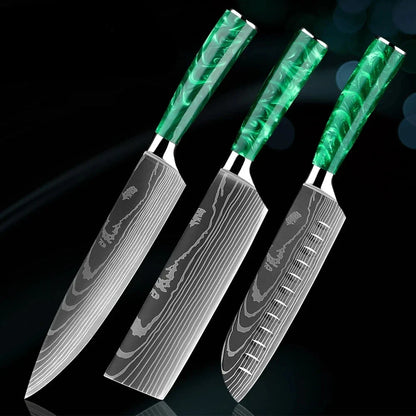 Valle Knife Set - Damascus Steel Finish