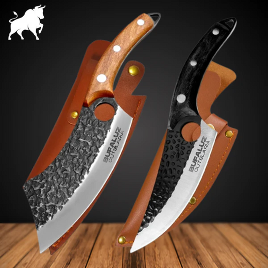 Combo Knife and Cutter Cleaver - Hand Forged + Sheaths