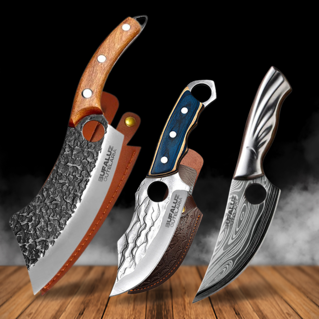 Combo of 3 BBQ Handmade Knives - Hand Forged