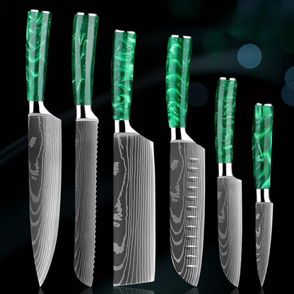 Valle Knife Set - Damascus Steel Finish