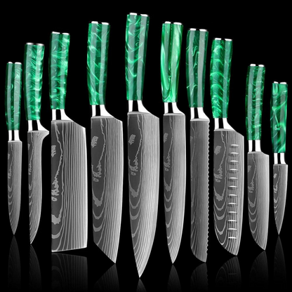 Valle Knife Set - Damascus Steel Finish